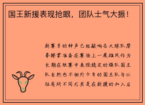 国王新援表现抢眼，团队士气大振！